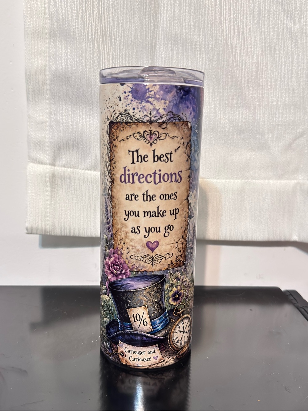 Inspirational Purple Alice-Inspired Decorative Tumbler